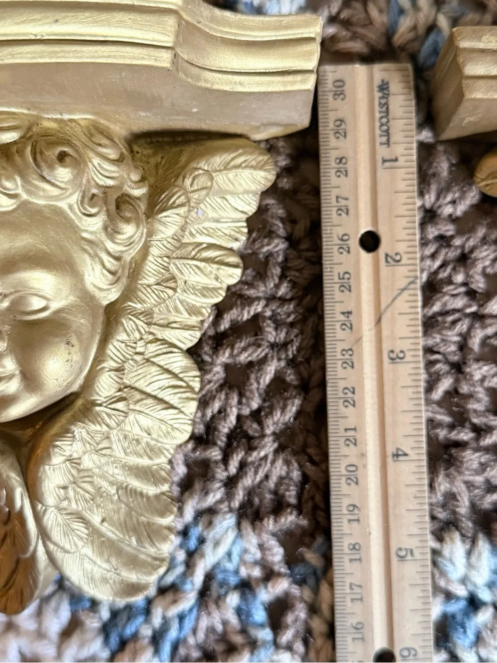 Set of Vintage Cherub Angel Ornate Wall Gold Sconce Resin Shelves